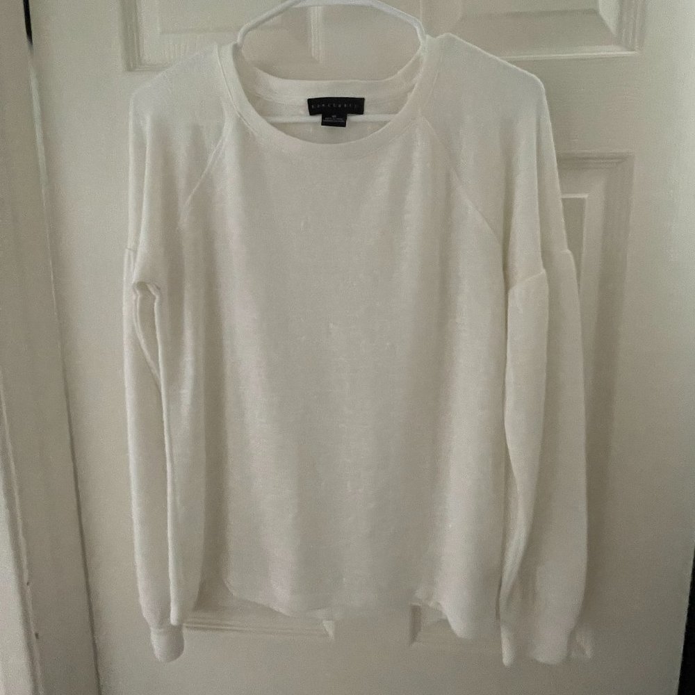 Sanctuary White Semi Sheer Balloon Sleeve Top Size XS